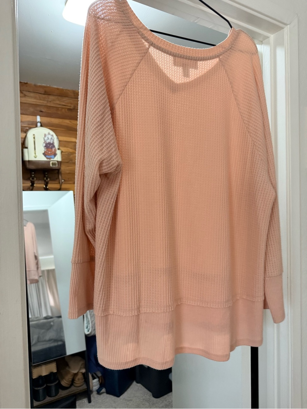 Philosophy Peach/Pale Pink Waffle-Knit V-Neck Sweater